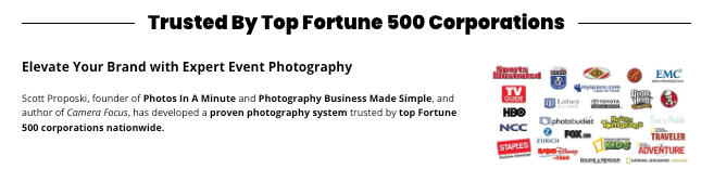 Fortune 500 client logos including Sports Illustrated, HBO, Staples, Toyota, KFC, Disney, Fox, NCC, EMC and more